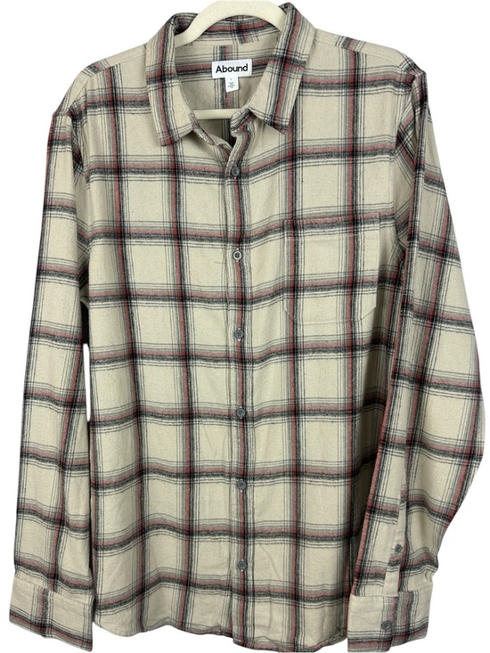 Abound Other - Abound Cotton Men's Plaid Flannel Button Down Shirt Off-White Red Grey Size L